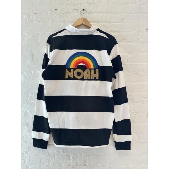 Noah NYC Black and White Striped Rugby Shirt
